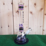 Grace Glass - Striped Series Purple Beaker Style Bong - H: 32cm