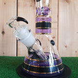 Grace Glass - Striped Series Purple Beaker Style Bong - H: 32cm