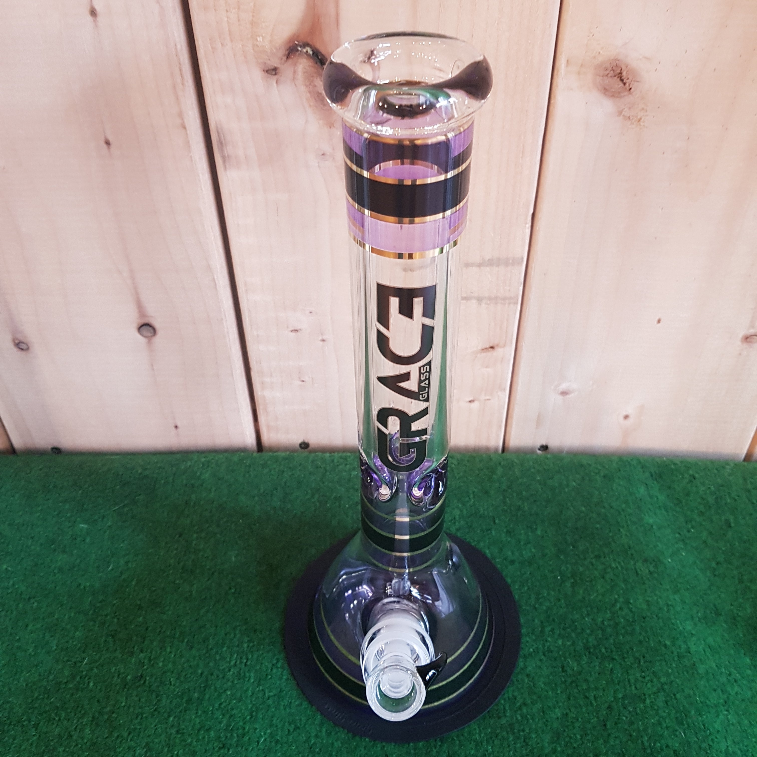 Grace Glass - Striped Series Purple Beaker Style Bong - H: 32cm