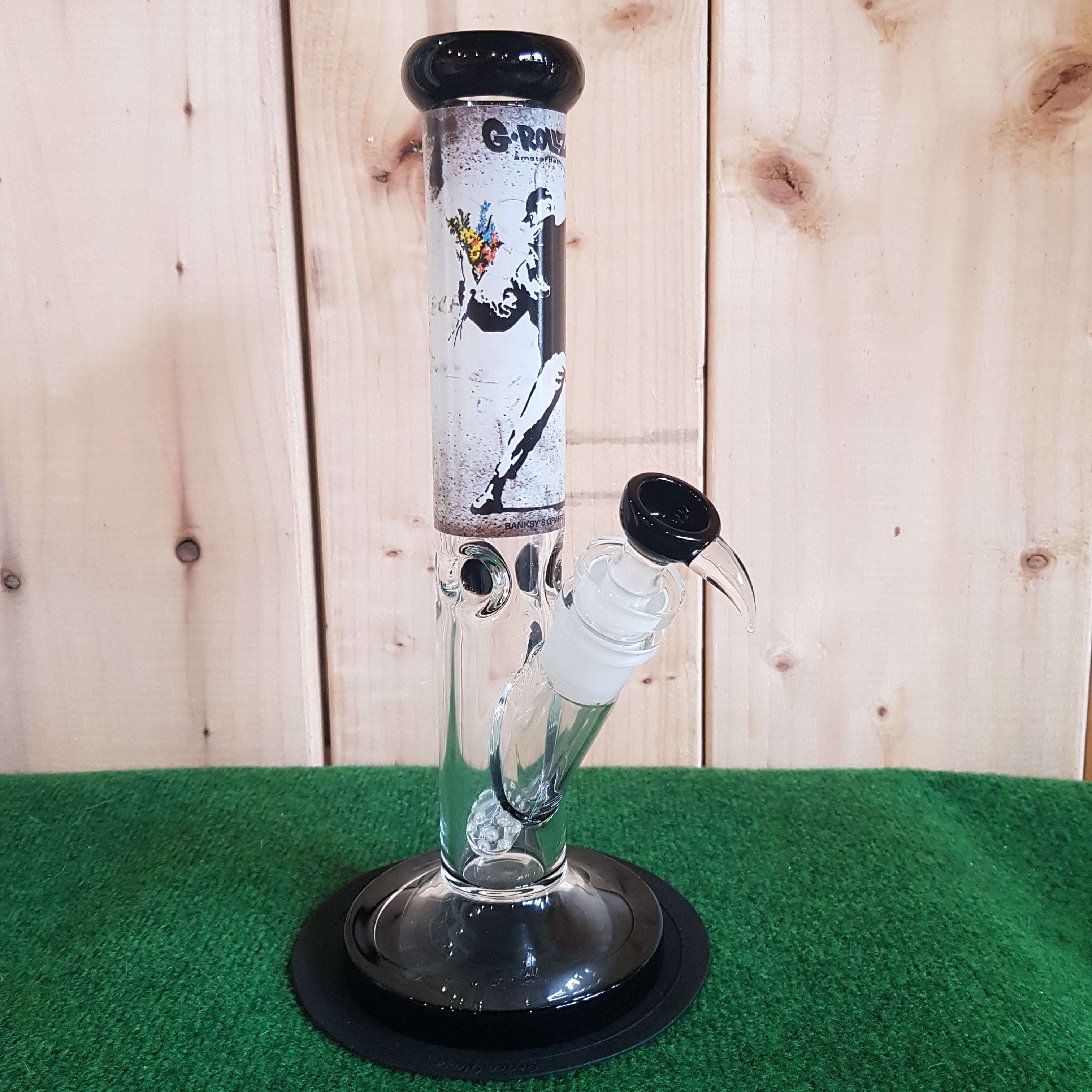 G-Rollz Banksy "Flower Thrower" - Straight Glass Bong - H: 35cm