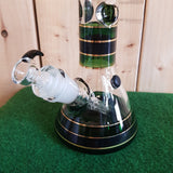 Grace Glass - Striped Series Green Beaker Style Bong - H: 32cm