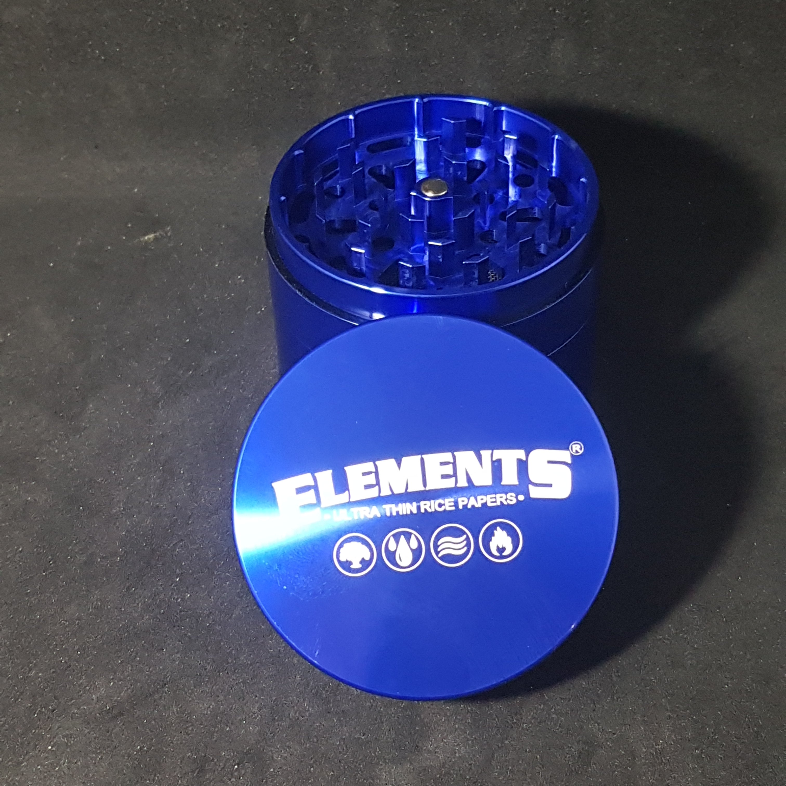 Elements Aluminum Metal Grinder - 4 Part - 62mm - Blue
