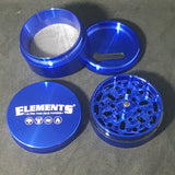 Elements Aluminum Metal Grinder - 4 Part - 62mm - Blue