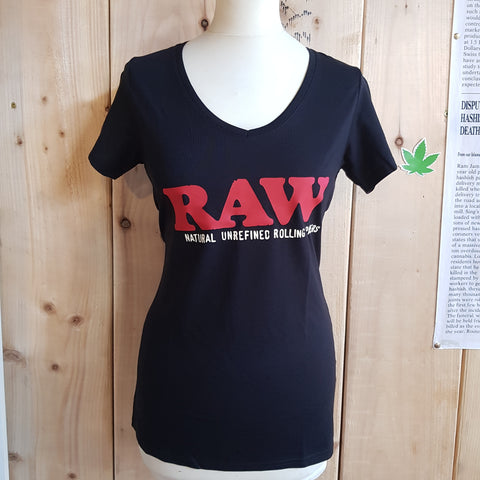 RAW Ladies Black - V Neck T-shirt