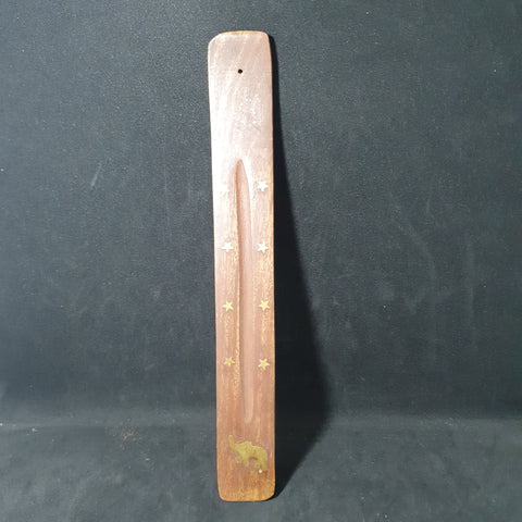 Simple Wooden Incense Holder with Brass Inlay