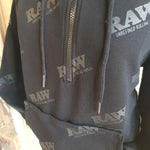 RAW Rawler - Black on Black Zip Hoodie with Rolling Tray