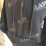 RAW Rawler - Black on Black Zip Hoodie with Rolling Tray