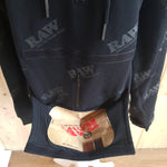 RAW Rawler - Black on Black Zip Hoodie with Rolling Tray