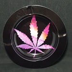 Black Metal Ashtray - Pink Leaf