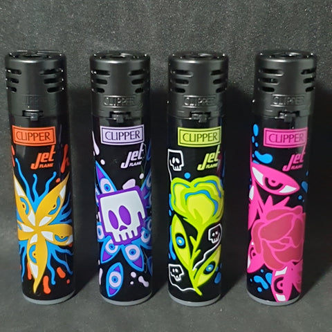 Clipper Jet Flame Lighter - Psycho Flowers