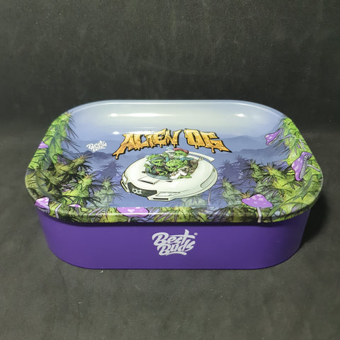 Metal Tin with Rolling Tray Lid - 180x140mm - Alien OG