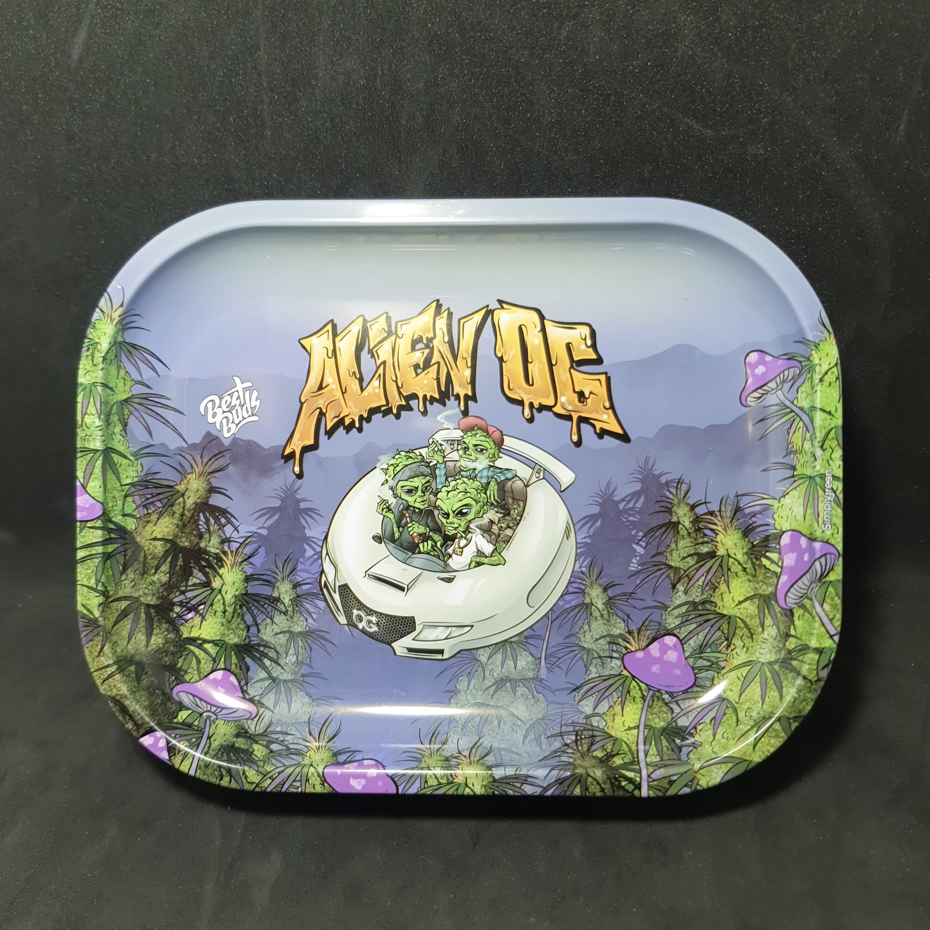 Metal Tin with Rolling Tray Lid - 180x140mm - Alien OG