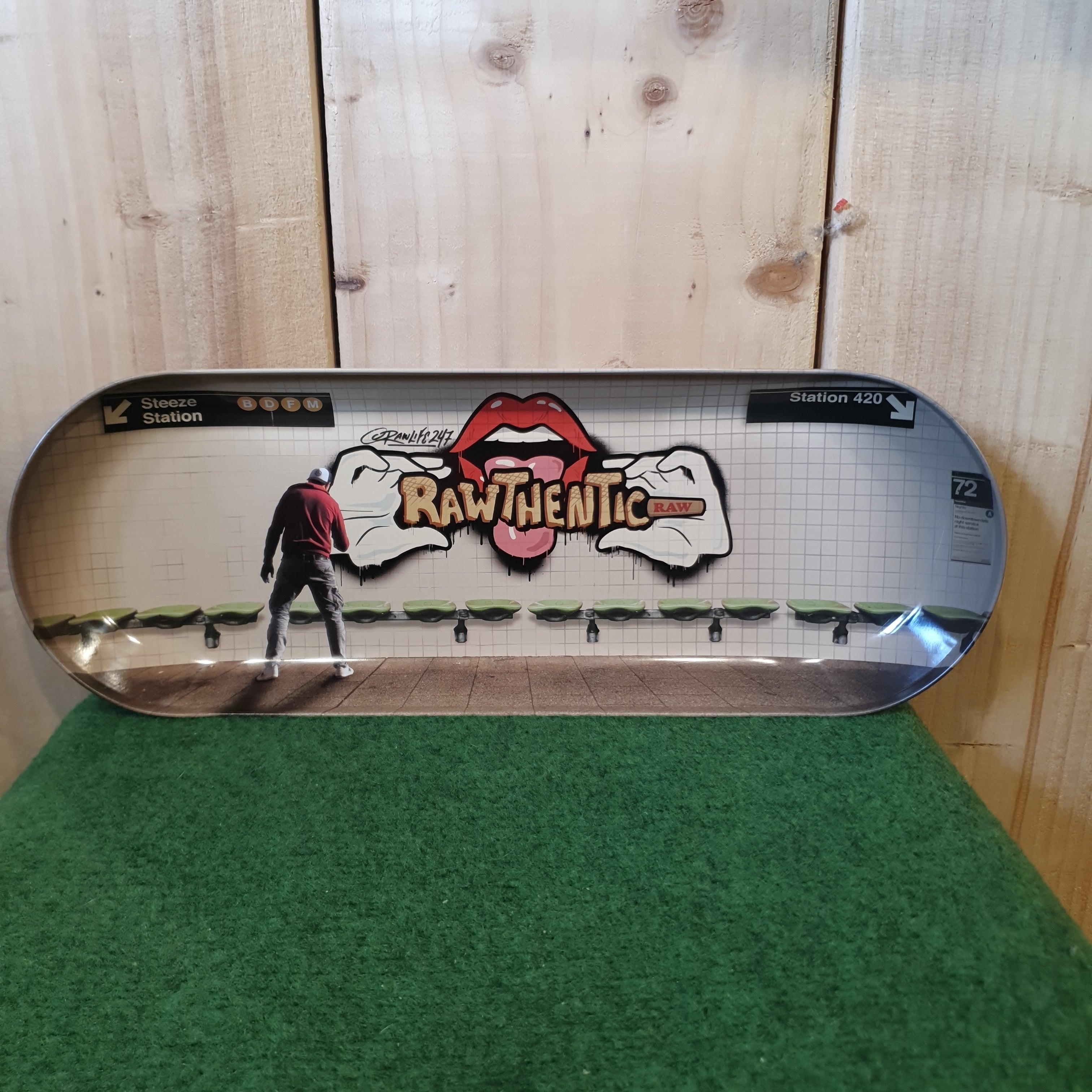 RAW Metal Skate Deck Rolling Tray - Graffiti 2