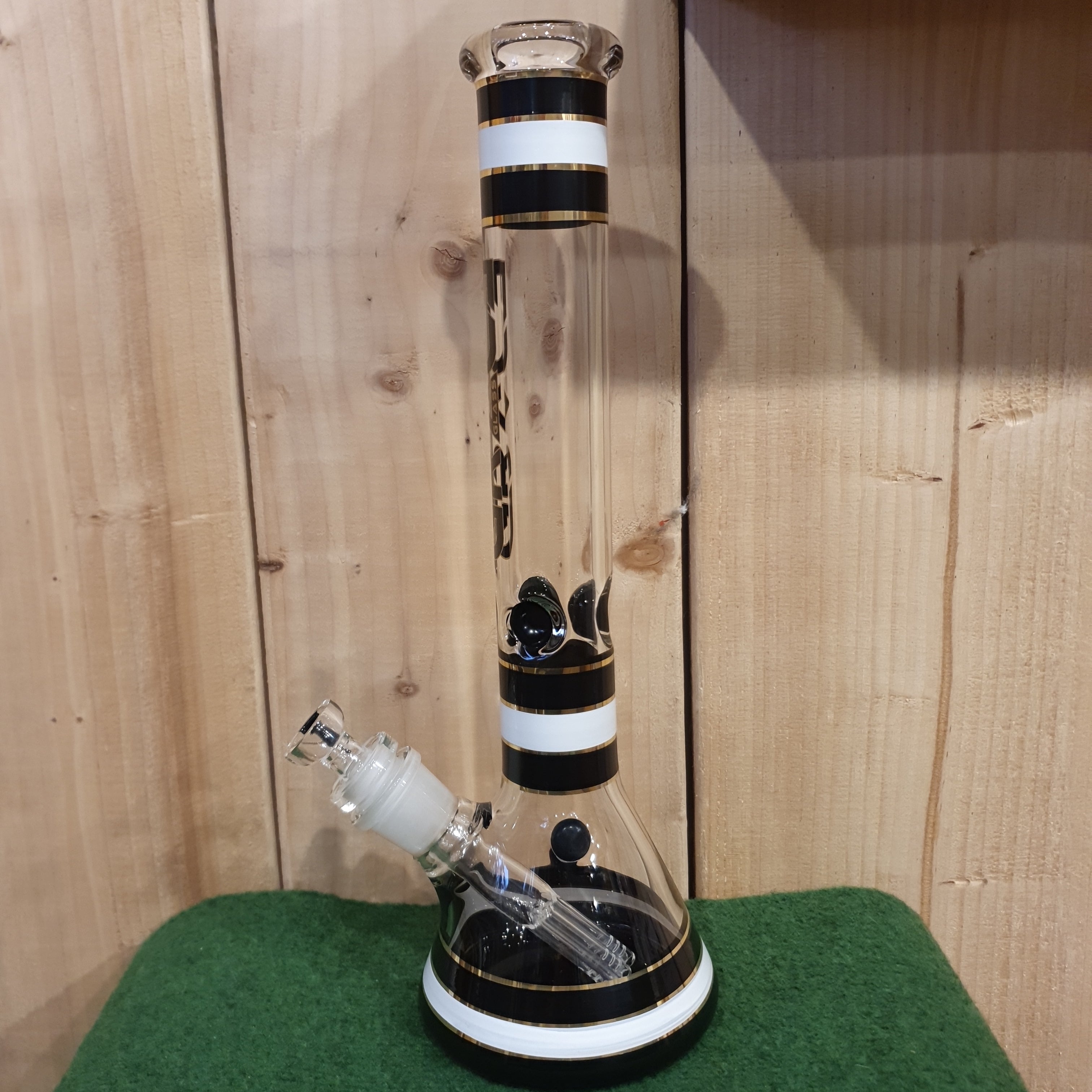 Grace Glass - Striped Series Black Beaker Style Bong - H: 32cm