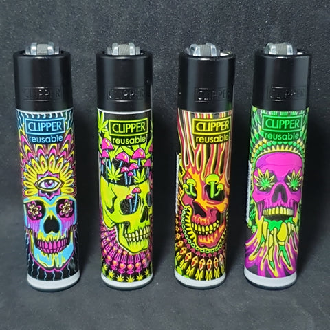 Clipper Lighter - Trippy Skulls