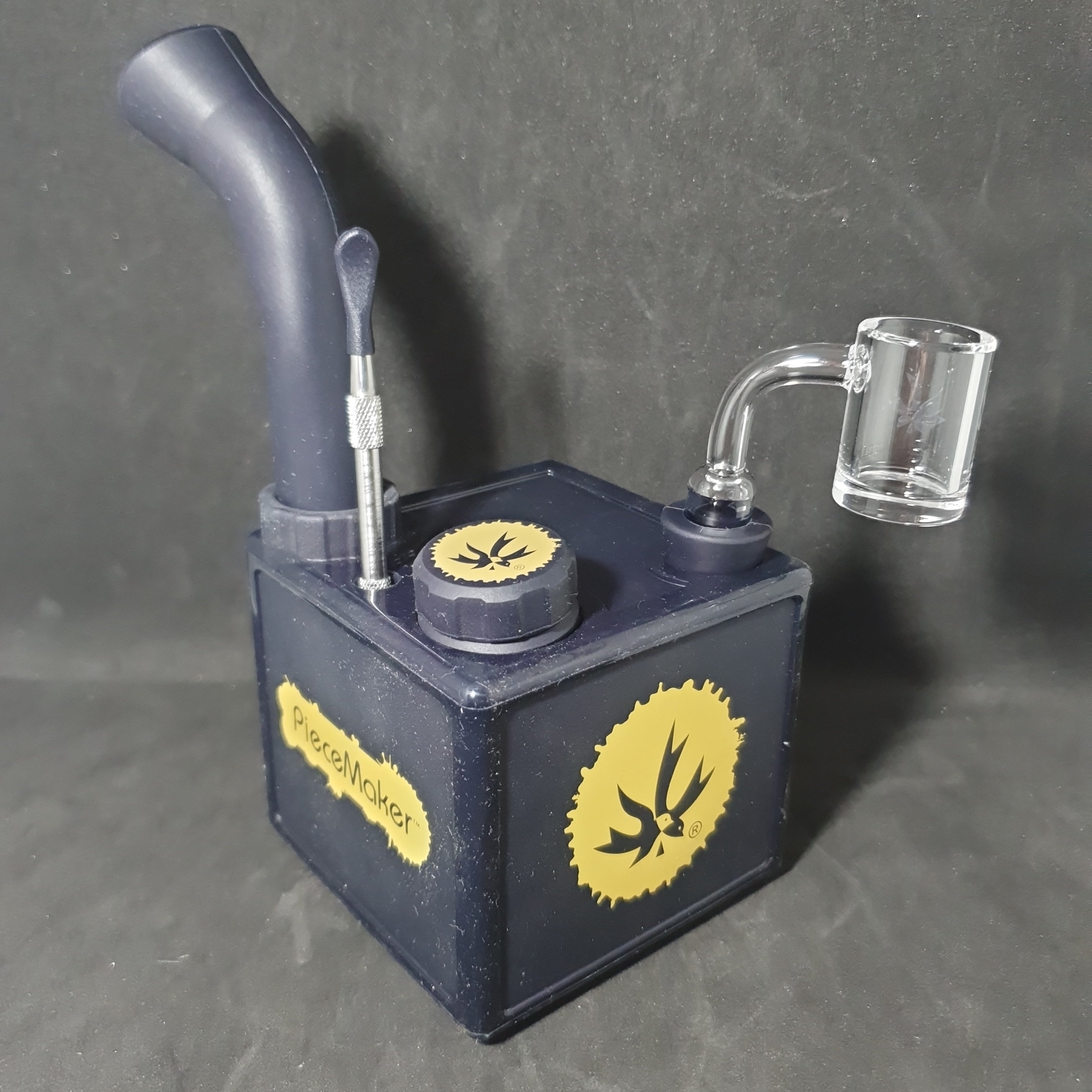 PieceMaker "Kube" Indy Glow (Black) Silicone Dab Rig / Bong - 19cm (Ø23mm)