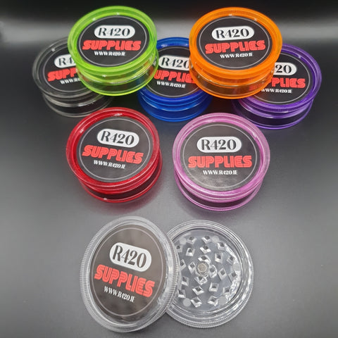 R420 Plastic 2 Piece Grinder - Mixed Colours - 60mm