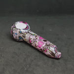 Colourful Mexican Skulls Glass Pipe - 13cm