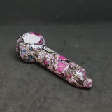 Colourful Mexican Skulls Glass Pipe - 13cm