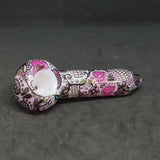 Colourful Mexican Skulls Glass Pipe - 13cm