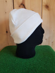 White Beanie Hat with Leaf