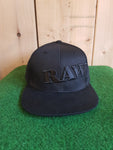 RAW Flat Snapback Poker Cap - Black on Black