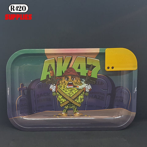 Best Buds – AK47 - Small Metal Rolling Tray + Magnetic Grinder Card