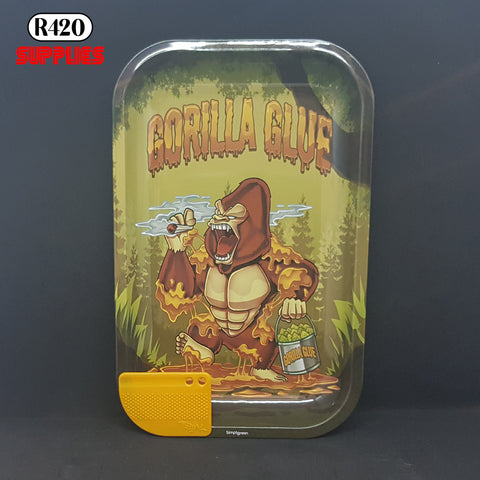 Best Buds – Gorilla Glue - Small Metal Rolling Tray + Magnetic Grinder Card